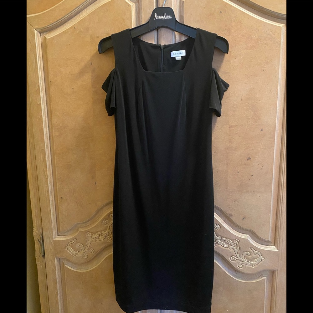 Calvin Klein black pencil dress with cold shoulder